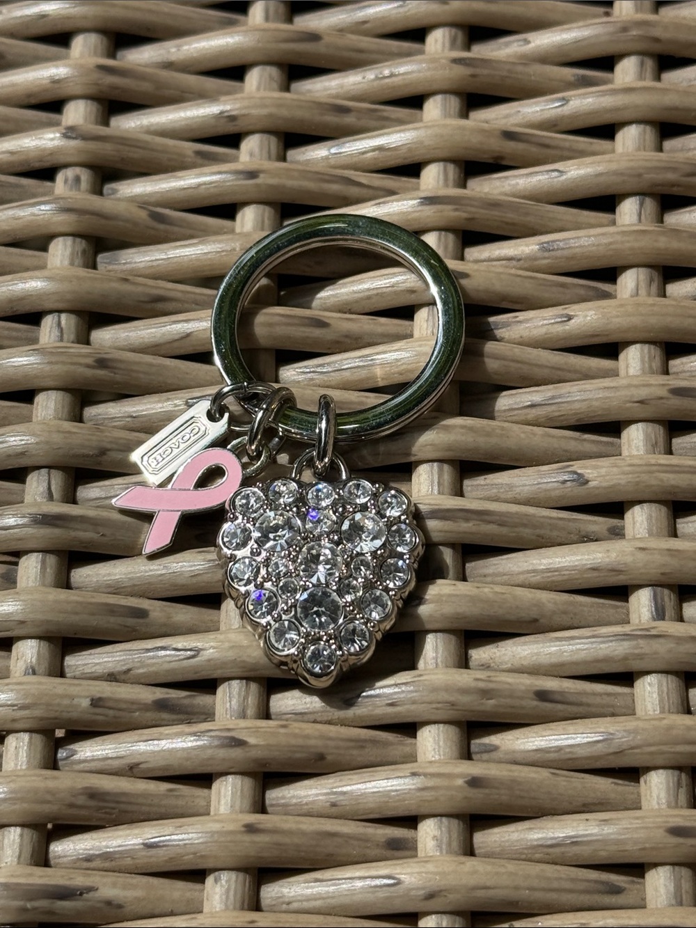 Coach Y2K Crystal Heart Keychain